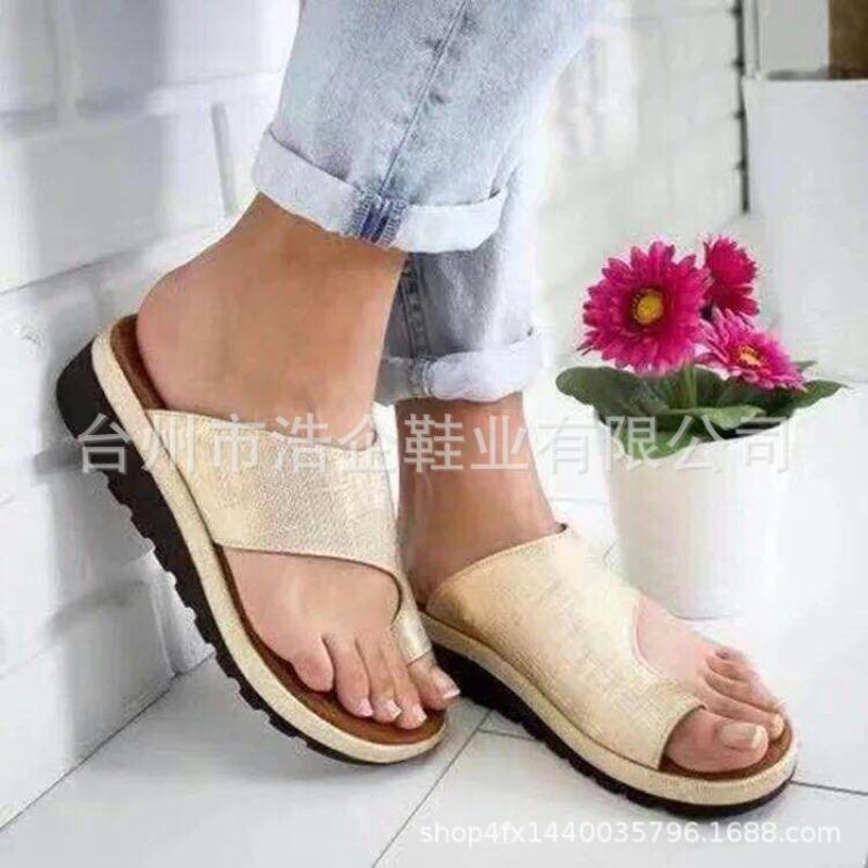 Large size sandals women's spring and summer new solid color women's toe sandals wish