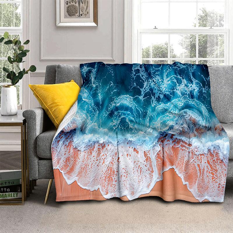 2025 New Style Sea Water Beach Reef 3D Nature Scenery Blanket,Soft Throw Blanket for Home Bedroom Bed Sofa Travel Picnic Cover