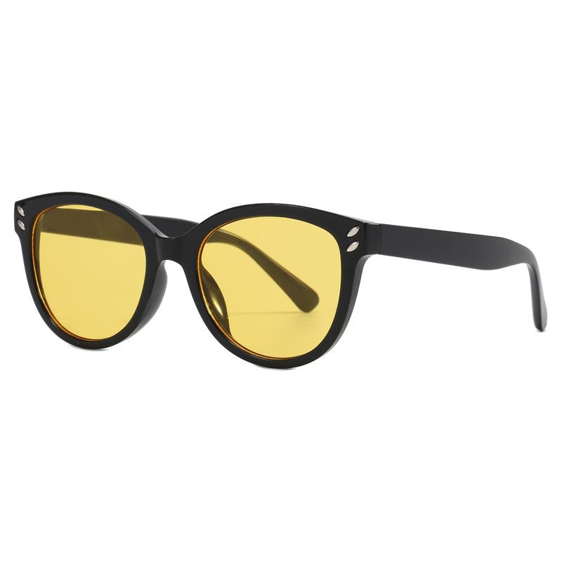New retro round frame sunglasses simple rice nails high-end sunglasses anti-ultraviolet tide S