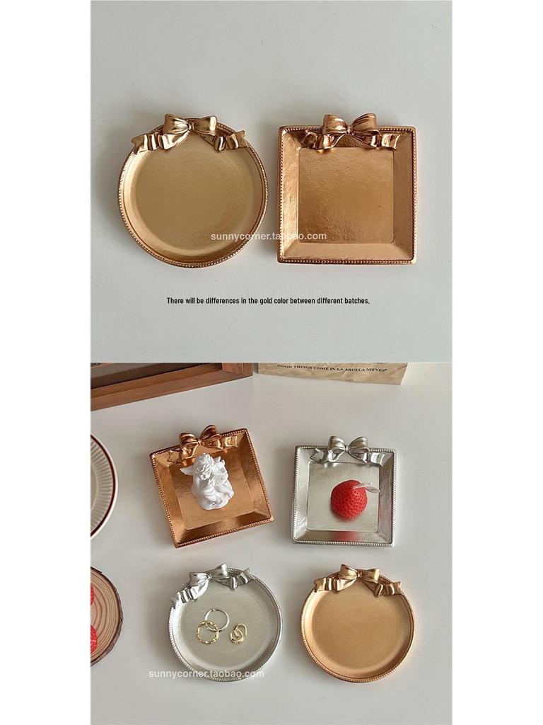 Vintage Bow Jewelry & Aromatherapy Tray: Decorative Display Plate for Ornaments & Desktop Storage