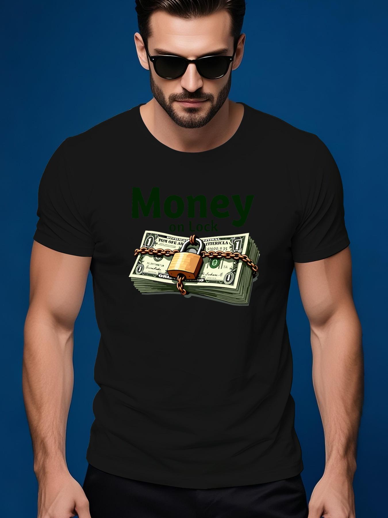 Money on Lock Graphic Tshirt - Casual Crew Neck S