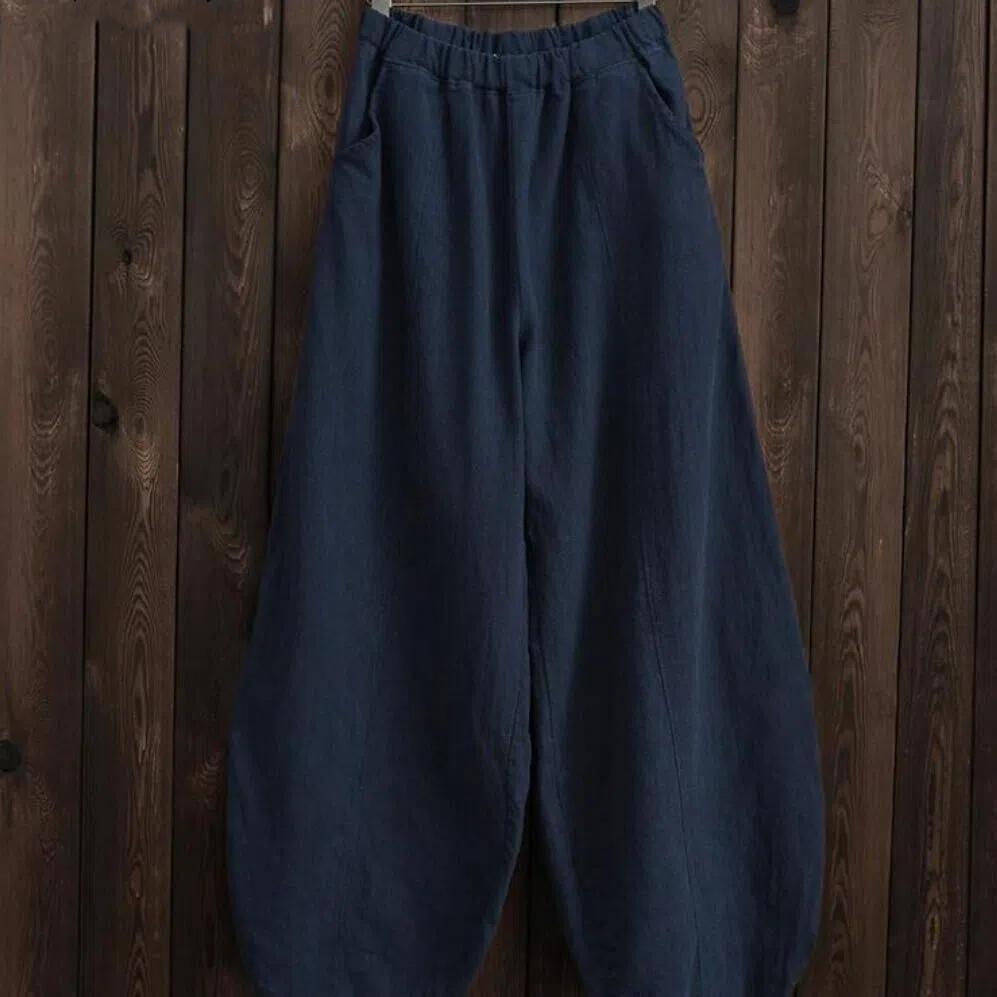 Wash Water Cotton Linen Casual Chinese Lantern Pants Loose Artistic Retro Lantern Pants Versatile Pants Pants