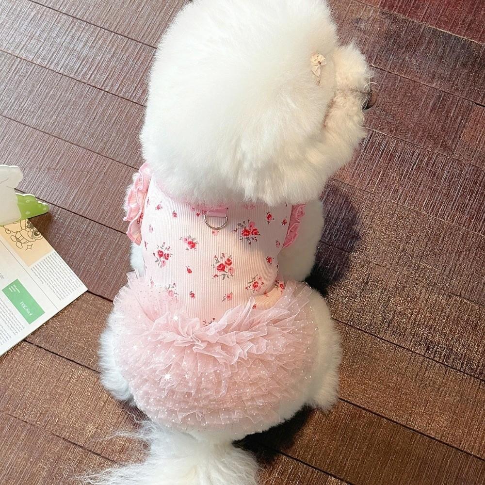 Breathable Dog Puffy Dress Summer Corgi Teddy Clothes Cute Pet Dress  for Small Dog Cat