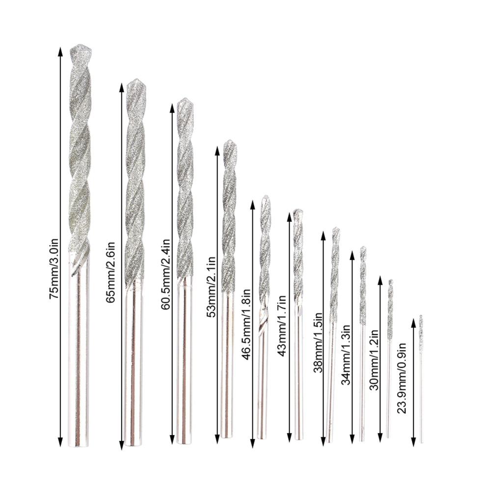 10Pcs Twist Tip Twist Drill Bits Diamond Tipped Drill Bit  for Glass, Tile, Stone and Jewelry Making