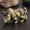 Home Decoration Pocket Hand Toy Brass Crafts Rhino Ornaments Animal Figurines Desktop Ornaments