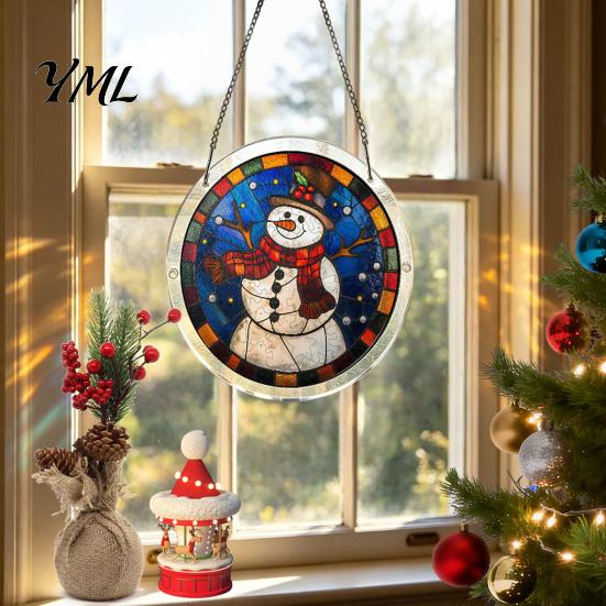 Translucent Puzzle Art Christmas Acrylic Suncatcher, Holiday Tree Snowman Stockings Red Bird Sun Catcher Pet Lover Gift Idea Kit for Adults,