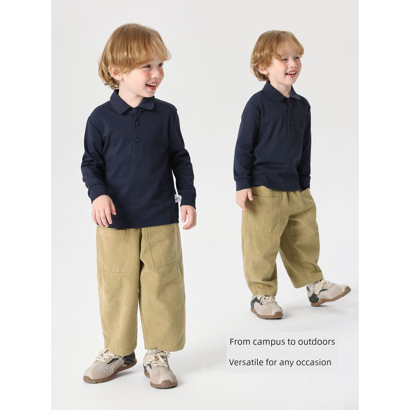Right European Boys' Academy Style Long-Sleeved Polo Shirt 2026 Spring and Autumn New Children's Clothing Baby White Top