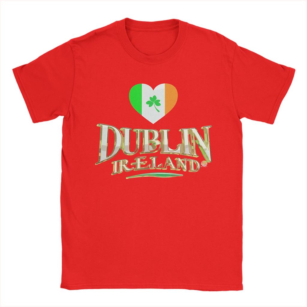 Dublin Ireland with Tricolour Love Heart T Shirt Summer Leisure T Shirts Unisexs Cotton O Neck Plus Size 5XL Tees Short Sleeve Tops