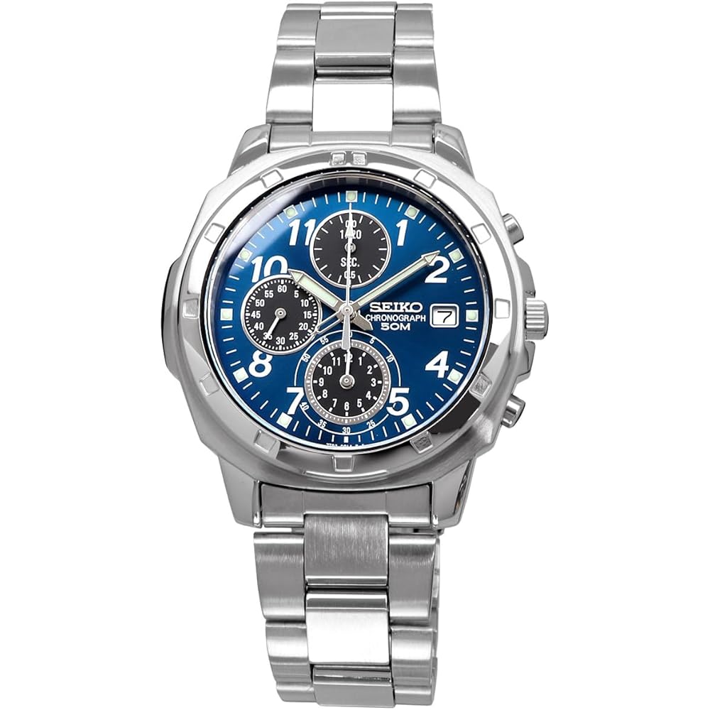 Seiko Chronograph Quartz SND193P Men's Watch Silver 1/20 Second Timer Imported Model