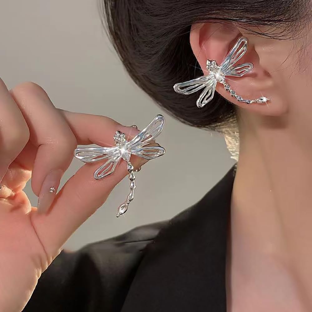 Pink Butterfly Ear Cuff Earrings for Women Girls Fashion Bowknot No Piercing Clips Earring Fake Piercing Ballet Clip on Jewelry