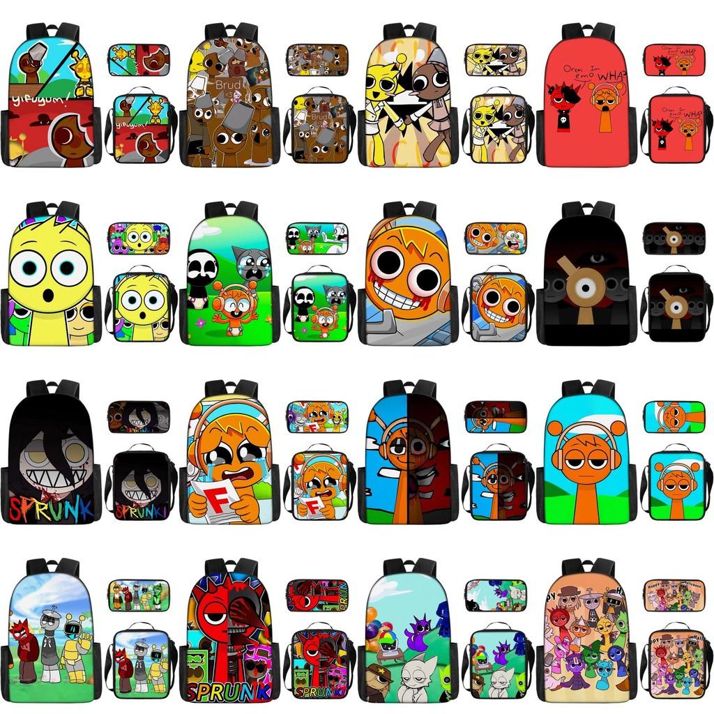Game Incredibox Sprunki Pattern Large Capacity Three Piece Students School Bag