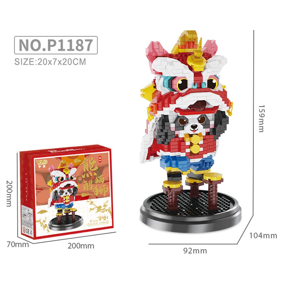 Non-Toxic Happy New Year Kids Toys Panda Building Blocks Micro Blocks Dragon Lion Dance Chinese Style Decorations Gifts Sets