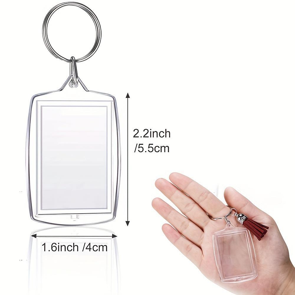 510Pcs Clear Acrylic Photo Frame Keychain Blank Insert Keyring Double-Sided Diy Craft Supply For Couple Family Gift Home Decor