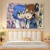 Japanese Lucky Star Light Tone Girl Linkage Anime Tapestry, Kawaii Wall Hanging for Bedroom Dorm Decor