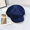 Jesień i Wiosna Retro Jednokolorowy Sztruksowy Beret Damski Koreański Wszechstronny Ośmiokątny Kapelusz Retro Beret z Daszkiem