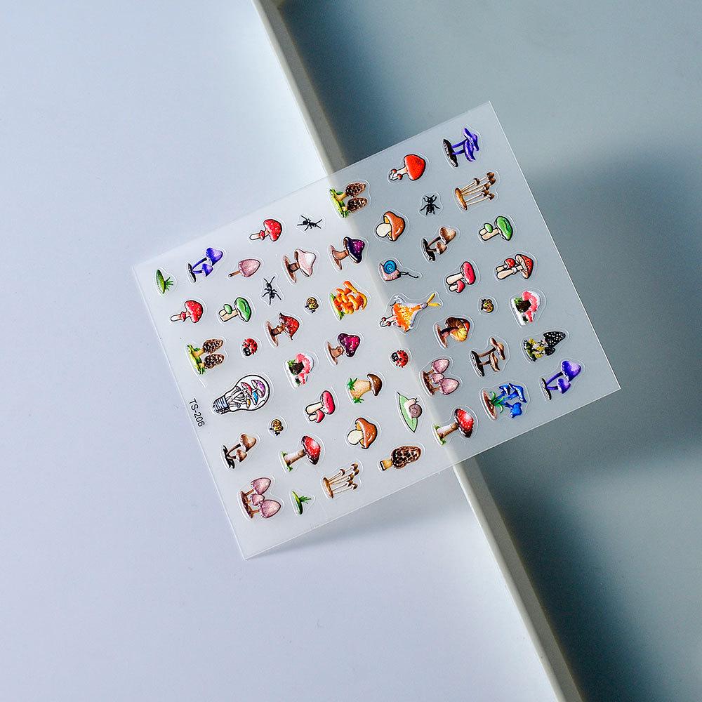 

5D Тисненые наклейки для ногтей в виде грибов - Самоклеящиеся и водонепроницаемые наклейки