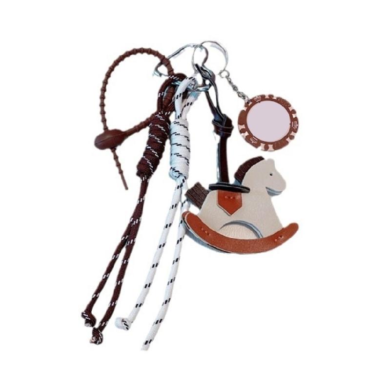 Stylish Leather Horse Pendant Keychain Braided Rope Bag Charm Keychain Bags Decoration For Phone And Bag Use