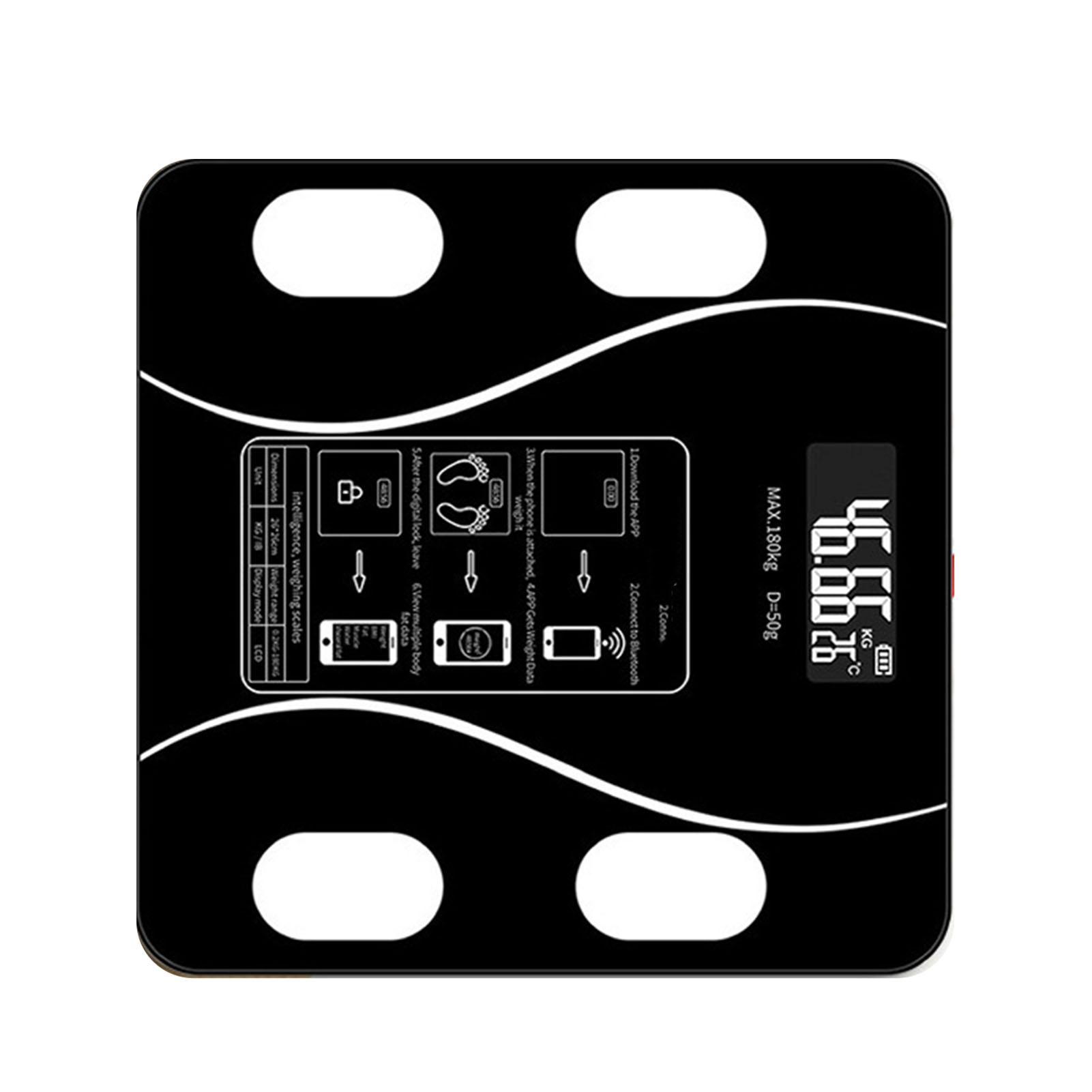 Bluetooth AI Smart Body Fat Scale Portable Digital Weight Scale LED Display Black
