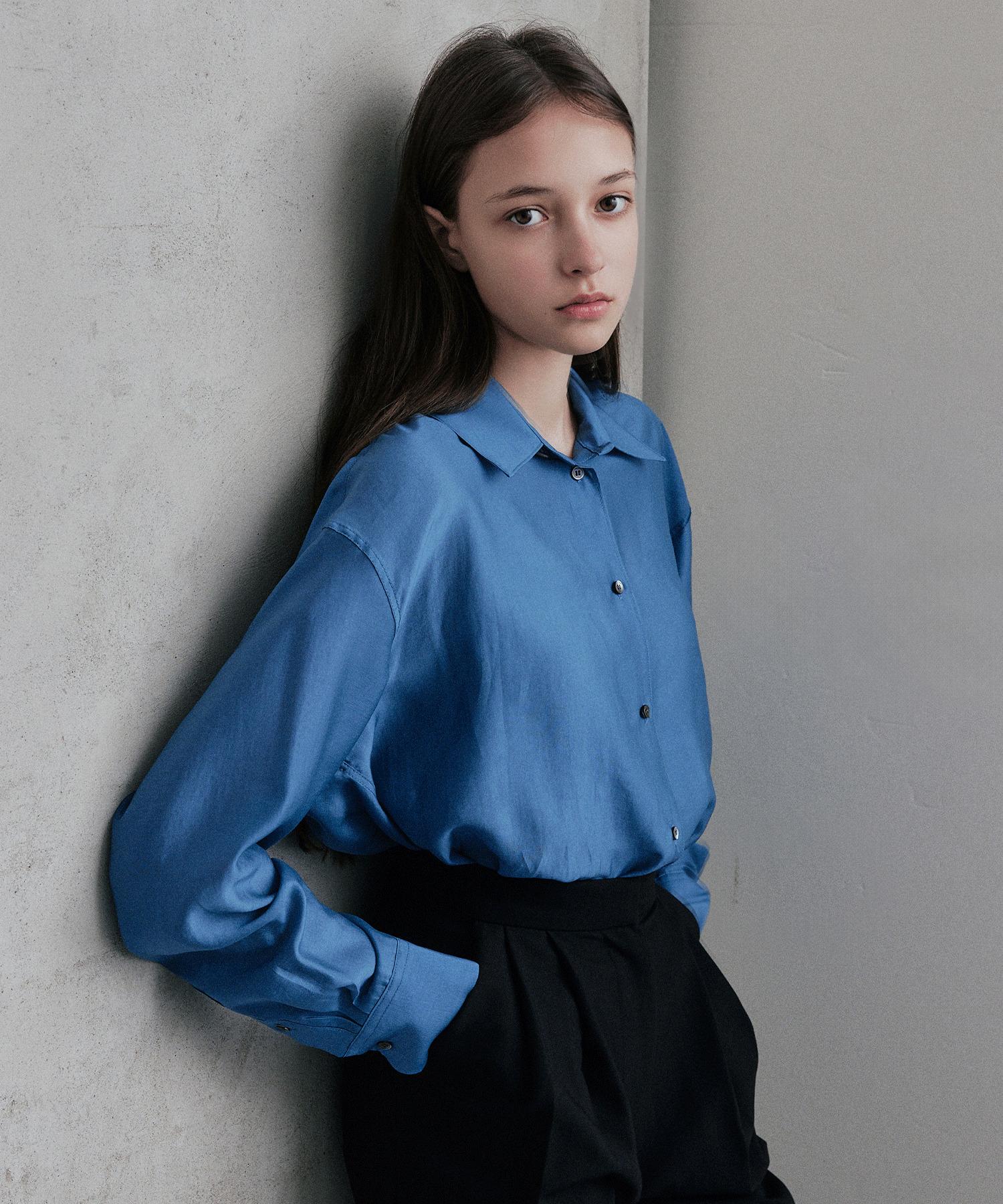 Rank 5 [Sandy] Satin Shirt_Blue Blue/F