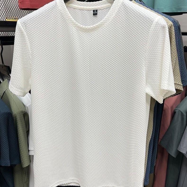 

Футболка мужская облегающая Bamboo Mesh Ice Silk с коротким рукавом — стильный, удобный и модный летний повседневный топ M белый