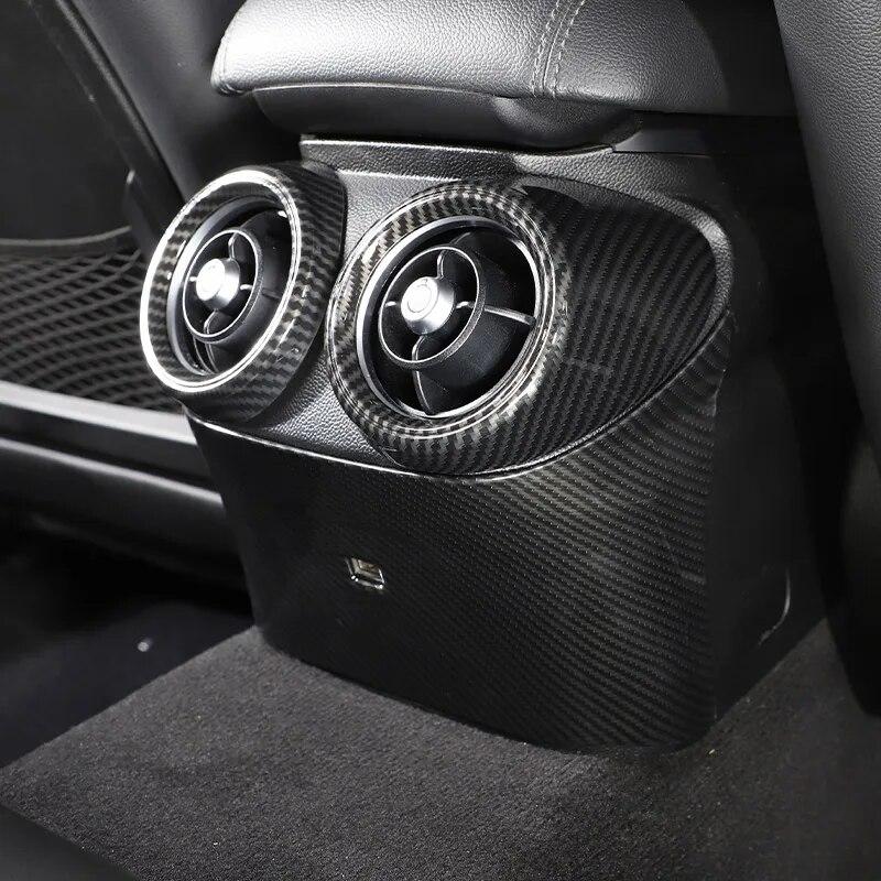 ABS Carbon Fiber For Alfa Romeo Giulia 2017- Car Rear Row Air Conditioning Vent Outlet Cover Trim Auto Interior Accessories