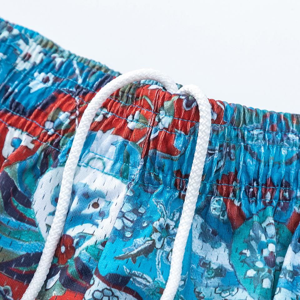 EES-03 Men's Mesh Quick Dry Beach Shorts, Summer Tie Dye Swim Vacation Board Shorts