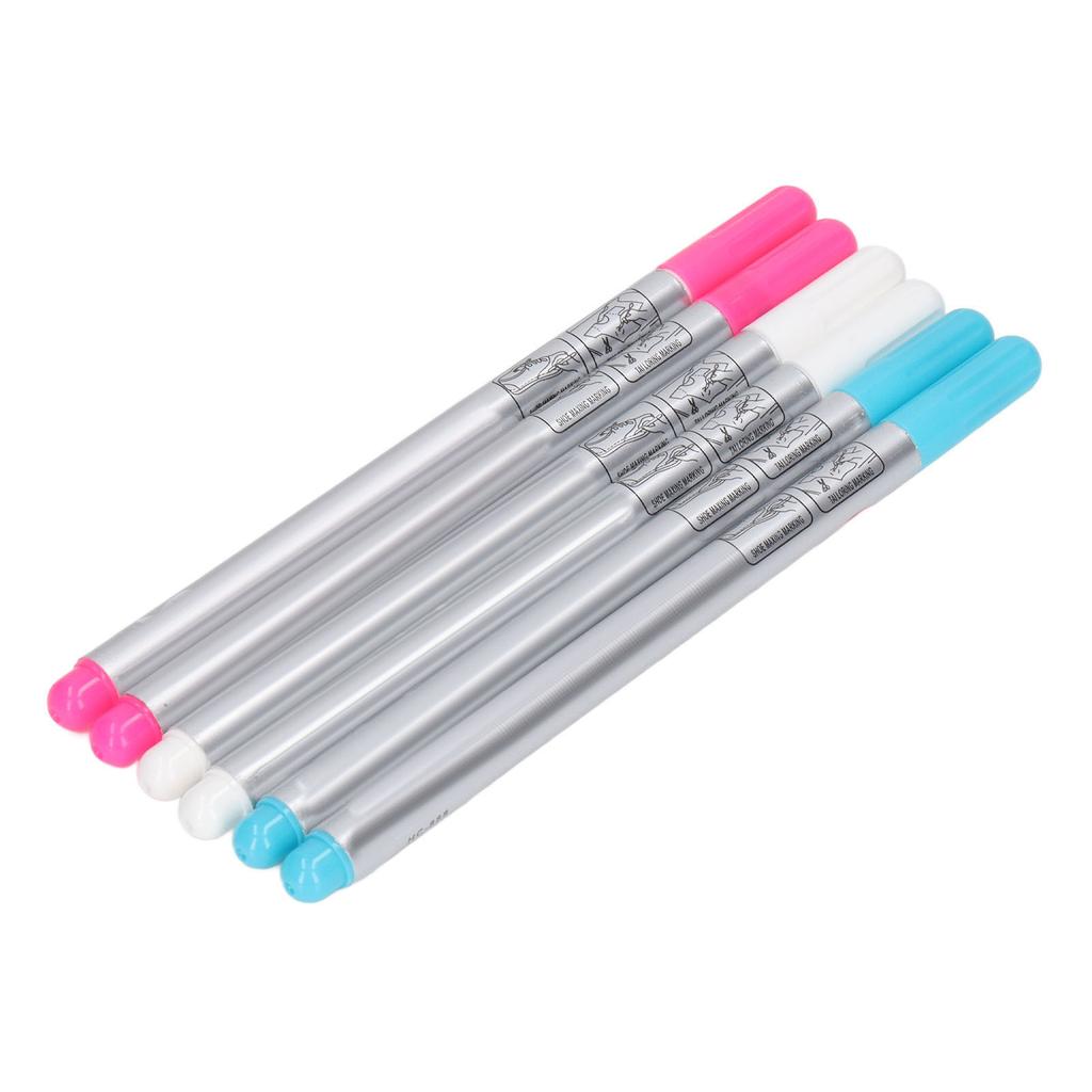 6pcs Embroidery Pen 3 Colors Soft Nib High Temperature Fading Water Soluble Erasable Sewing Measuring Tool
