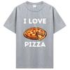 Cross-border Western trendy T-shirts for men, I Love Food tops, pizza cartoon print T-shirts, men's short-sleeve T-shirts