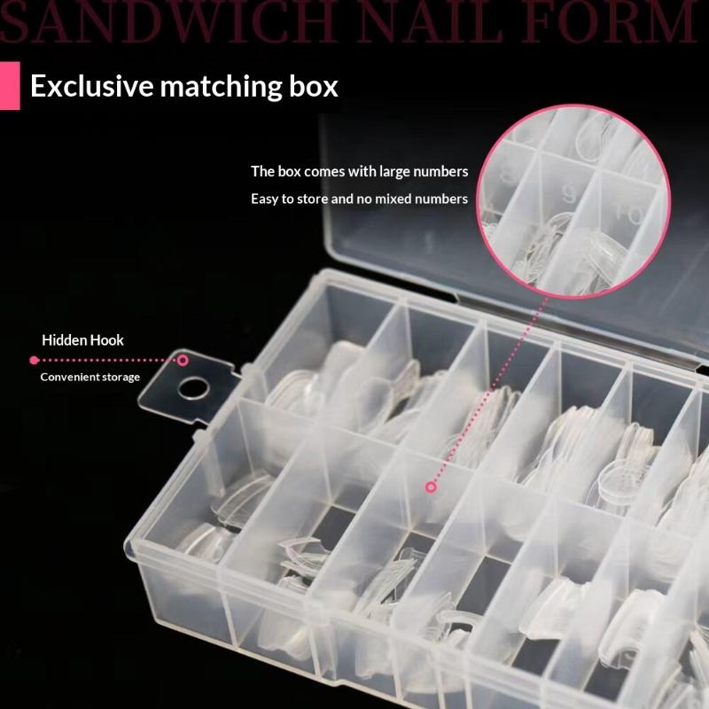 60/240/300 Pcs Sandwich Nail Forms 15 Size Oval Extension Dual Form No Paper Forms Needed For Easy Nail Extensions