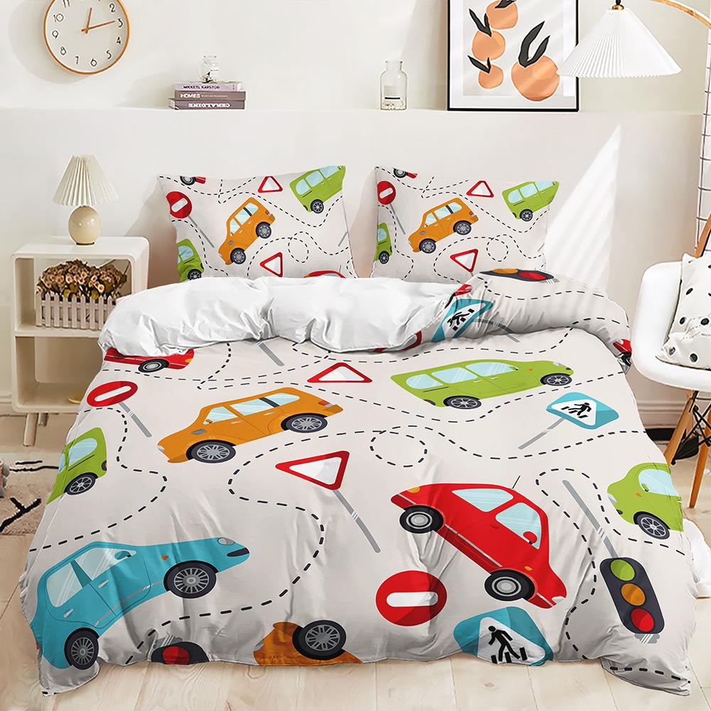

Bed Three-Piece Illustration Landscape Animal Quilt Cover 3D Digital Printing Kit 135 * 200 (2pcs set) 90g