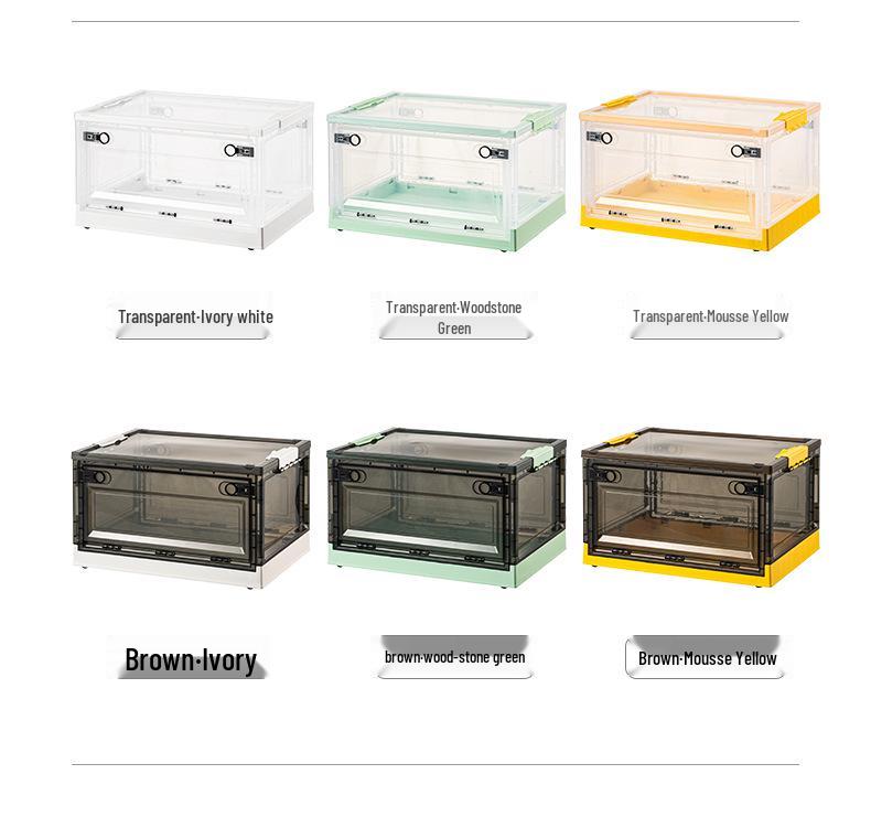 Side-Opening Transparent Storage Box with Lid for Clothes, Toys, and Books - Large Plastic Organizer for Wardrobes.