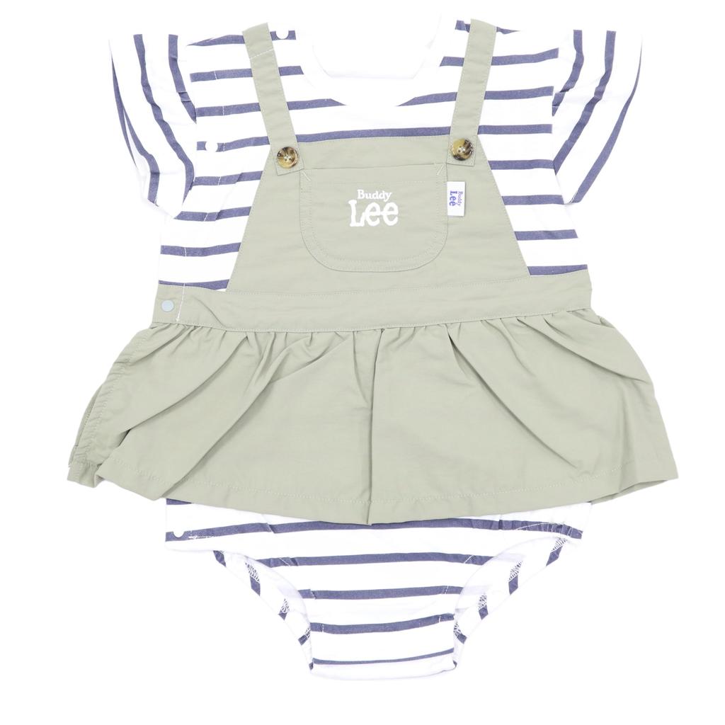 Buddy Lee Jumper Skirt Style Short Baby Clothes for 80 Coverall, Sleeve, Girls, 215182647, Khaki,