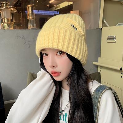 Autumn and Winter Warm Ear Protection Versatile Loose Big Head Circumference Knitted Hat Women