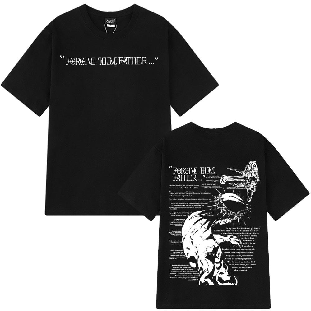 2025 Summer Forgive Their Father Bible Christian Religion Jesus Retro Tshirt Mens Cotton Casual Tshirt Street Wear