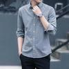 Men's 2024 Autumn Loose Fit Long Sleeve Shirt - Korean Style, Solid Color, Casual Jacket