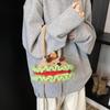 Cute Cartoon Animal Theme Girl's Shoulder Bag Handcrafted Warm Wool Crochet Crossbody Bag For Kids