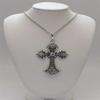 Large Detailed Rhinestone Cross Jewel Necklace Silver Color Tone Pendant  Goth Punk Jewellery Fashion Charm Statement Women Gift