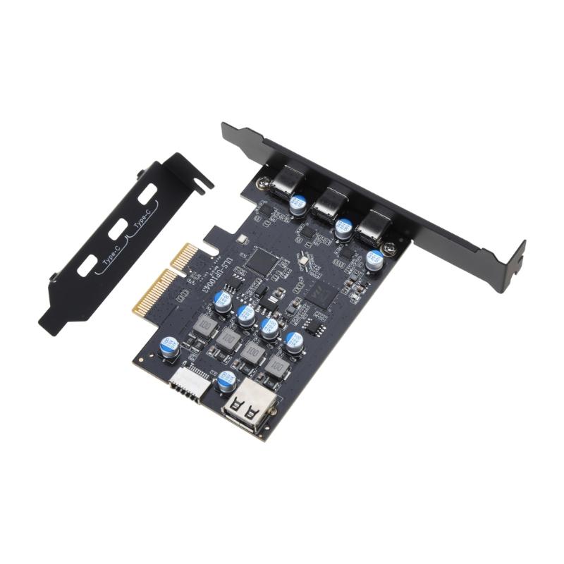 1PC PCI-E 4X PCI-Express To USB 3.2 Gen2 Type-C 3- Port Pansion Card Asm3142 Chip 20Gbps Support PCi-E 4 6 16
