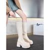 Keep your own money! British style white platform Martin boots, small height-increasing elastic thin boots