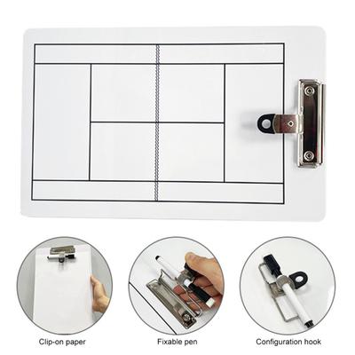 Dry Erase Tennis Coaching Clipboard Double-Sided Tennis Tactical White Board with Marker Pen for Tennis Training
