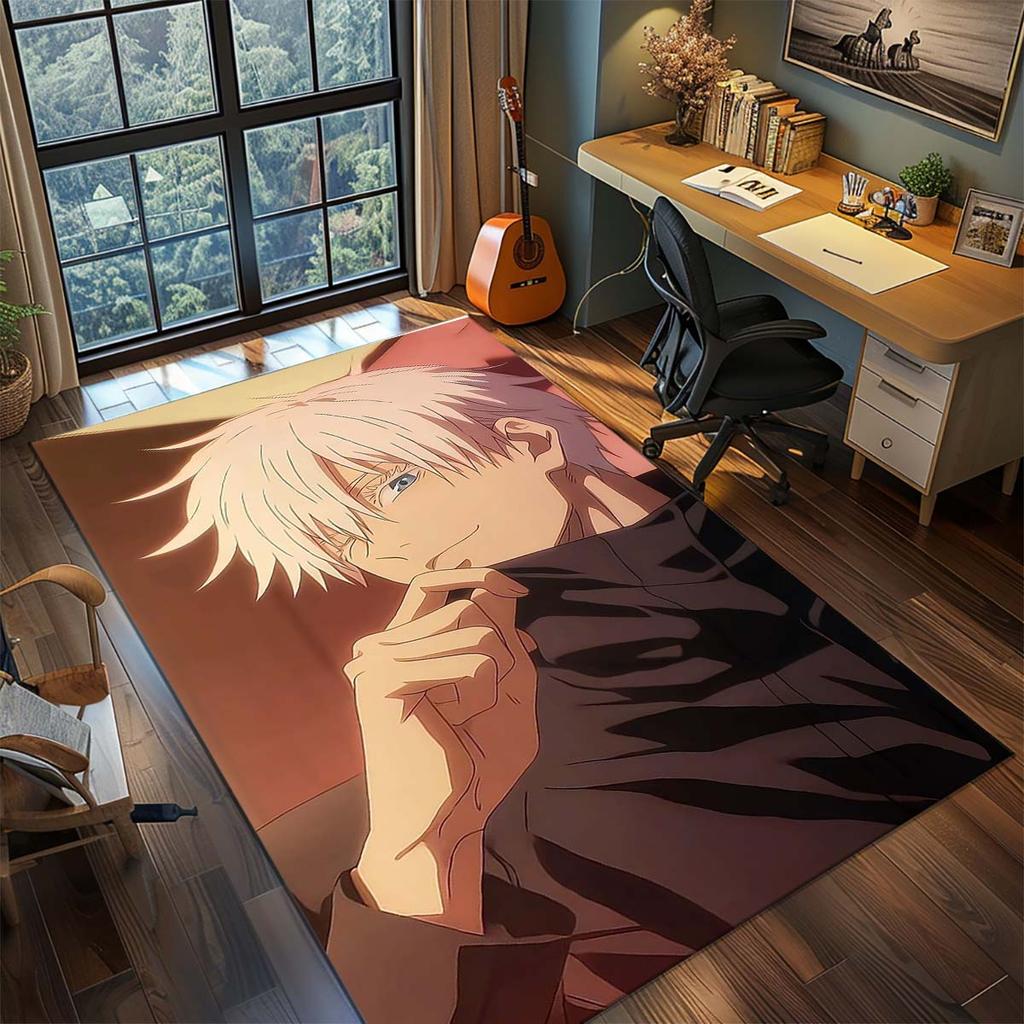 Jujutsu Kaisen Grafik Polyester Teppich Anime Teppich Rutschfest Wohnzimmer Schlafzimmer Boden Dekoration -QJY