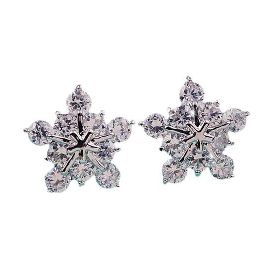 

Ушные шпильки, мерцающие серьги из сплава с пятью лепестками цветов, ювелирный аксессуар для свиданий серебряный