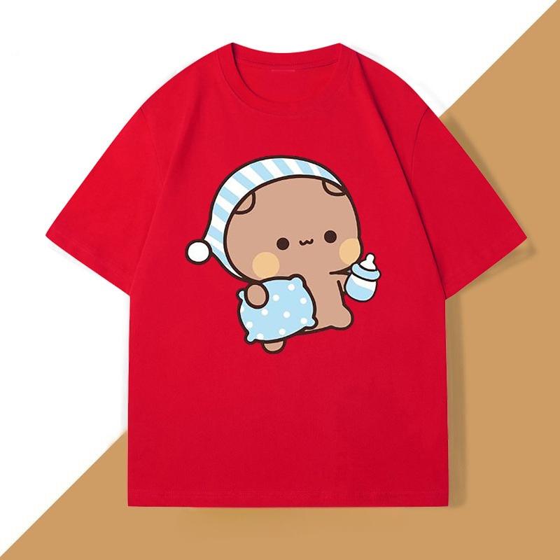 Couple Bubu Dudu T Shirt Funny Cute BuBu Panda Going To Sleep with DuDu Bear Graphic Tees Funny Cotton Unisex WOMEN T-shirt Clothes