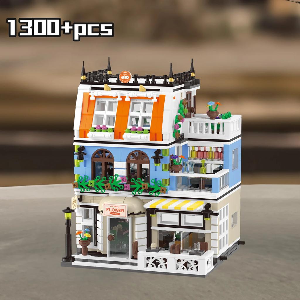 City Garden Hotel Building Sets House Architecture Model Blocks Toys for Adults & Teens 1300 PCS Mini Bricks with LED