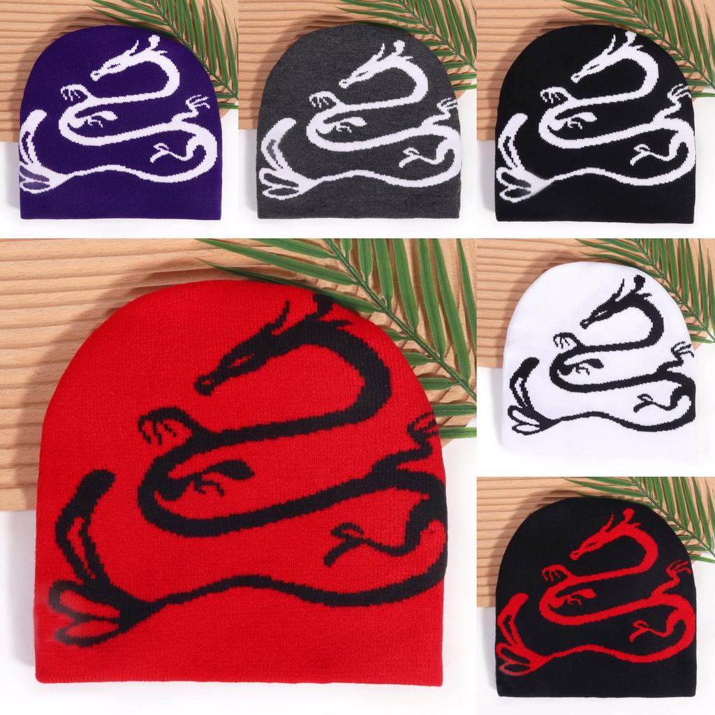 Animal Dragon Pattern Knitted Cap Cold Breathable And Fashionable Hat Gift