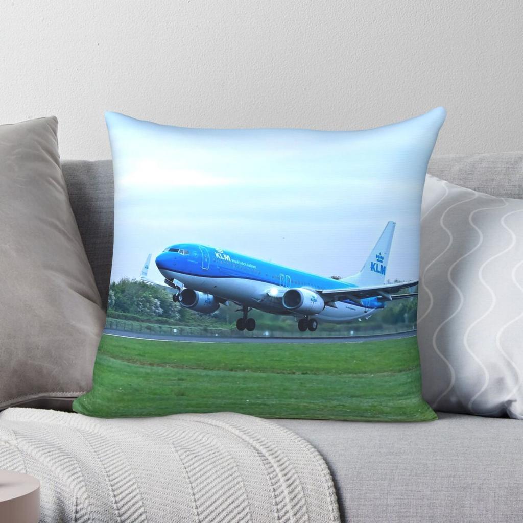 Klm Boeing PhBxn Man To Ams Square Pillowcase Polyester Linen Velvet Pattern Decor Pillow Case Sofa Seater Cushion Cover