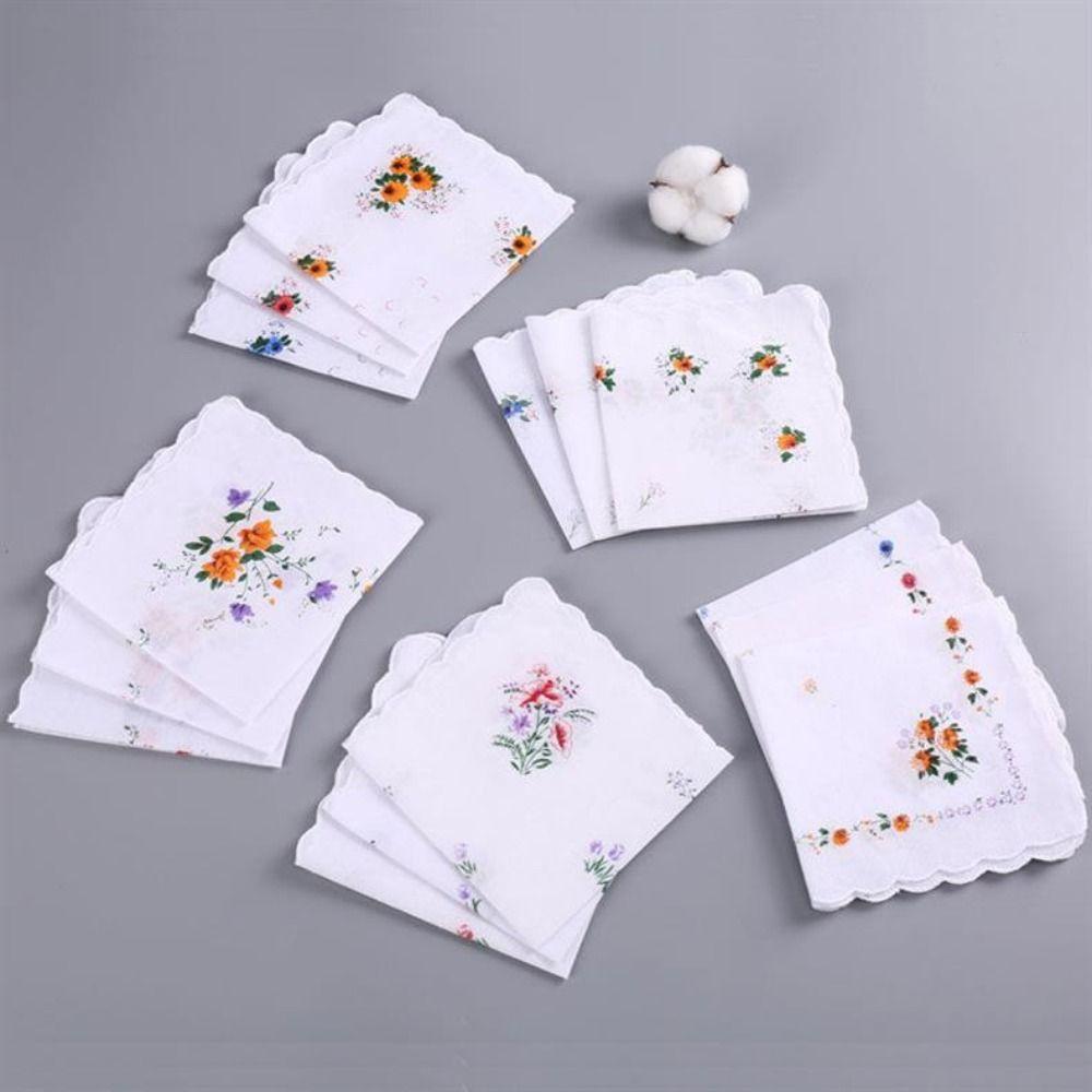 12Pcs 28x28cm Women's Printed Handkerchiefs Sweat Absorbent Thin Sweat Towel  Kitchen Tools