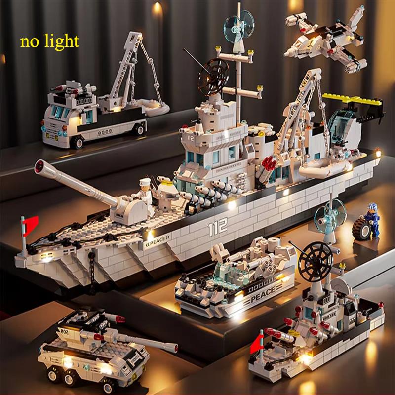 70CM Army Ship Army Ocean Cruiser Warship Brick Playset Aircraft Armament Ship Block Bricks City Series Toys Playsetss for Children Boy Gift Present