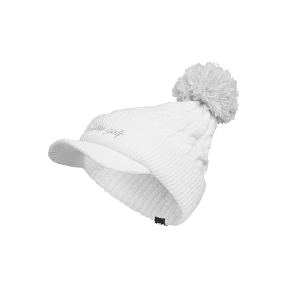 Adidas Golf Brim Knit White Women's Pom-Pom Beanie,
