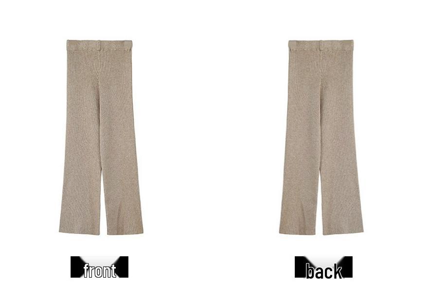 2025 Spring Elegant Solid Color Knit Sweater & Wide-Leg Pants Two-Piece Set for Women